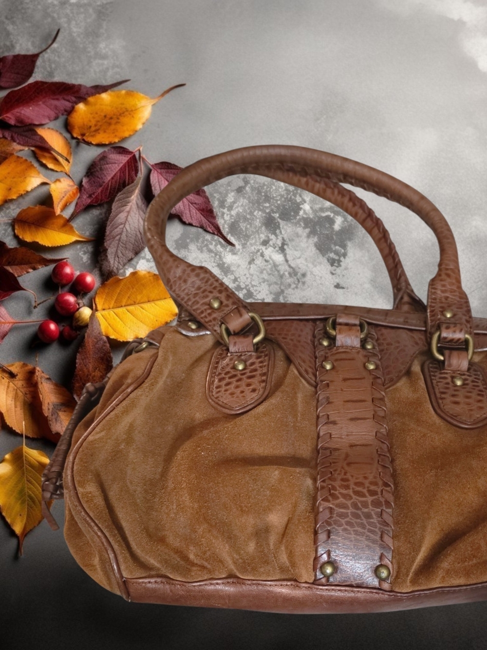 Cole Haan Brown Suede & Leather Shoulder Bag